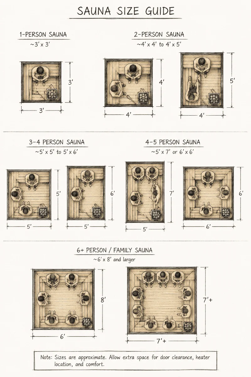 standard sauna sizes